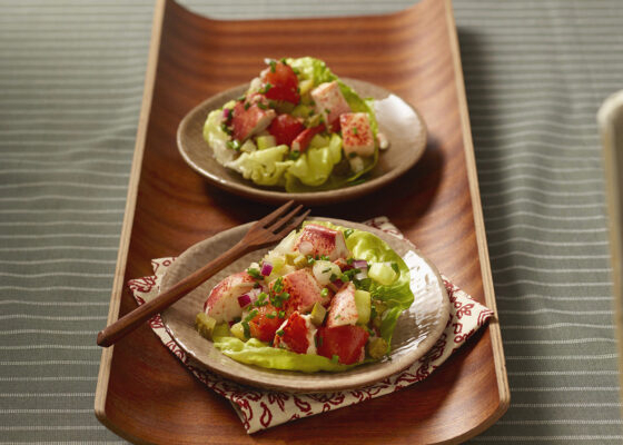 Spicy Caesar Lobster Lettuce Rolls