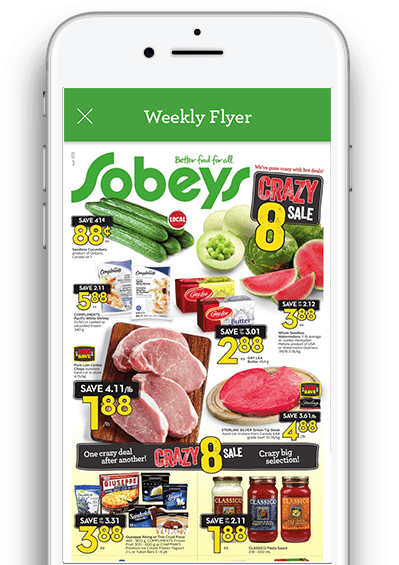 flyer-phone-app Sobeys mobile app showing Weekly Flyer on smartphone