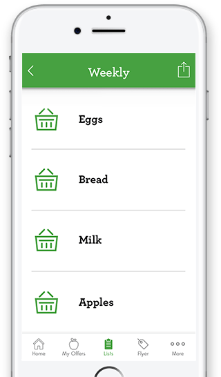 shopping-list-phone Sobeys mobile app showing lists page on smartphone