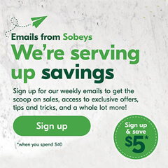 we're serving up savings sign up and save $5