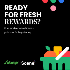 An image showing the Sobeys Home Team Wins Application running on a smartphone with a rewards section.