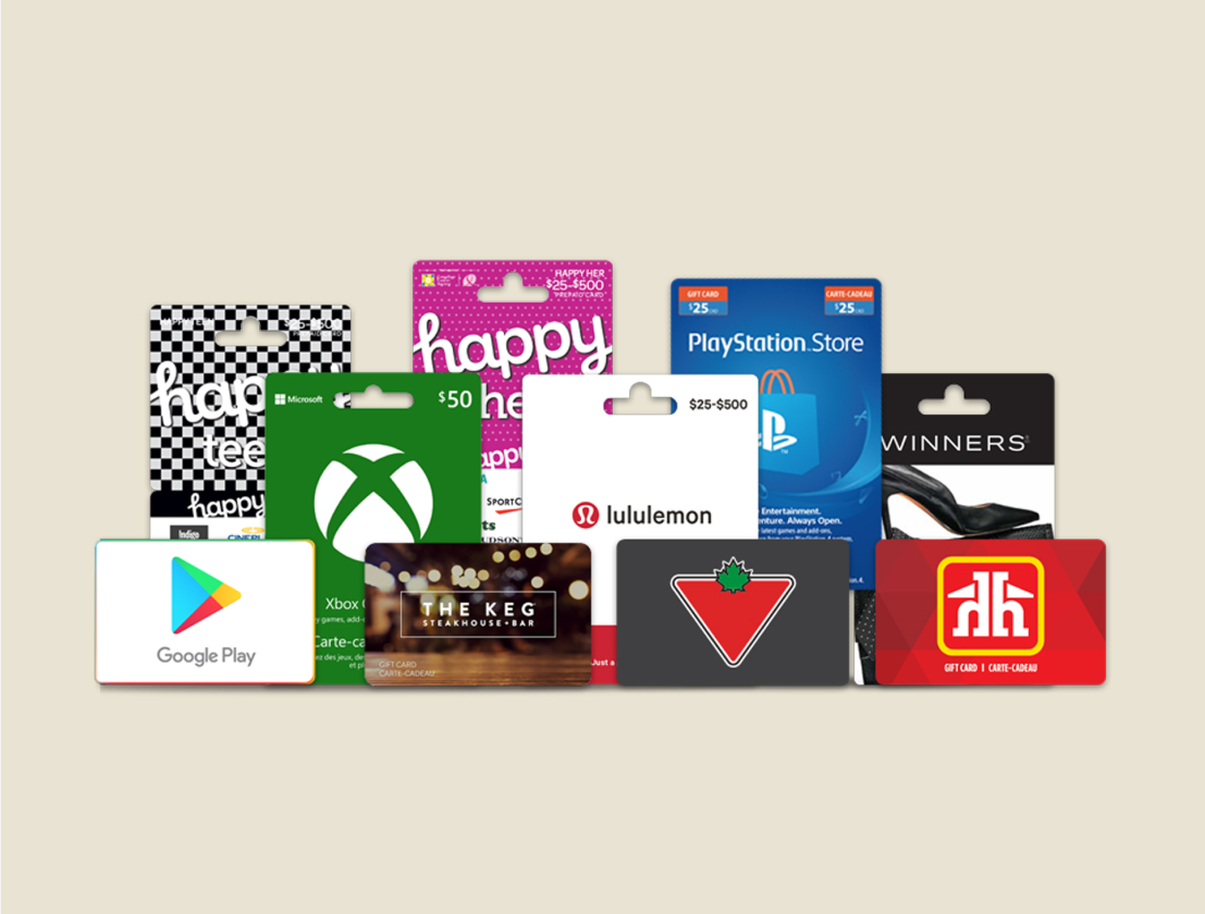 An image showing of multiple gift cards.