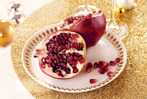 Pomegranate fruit on white background.