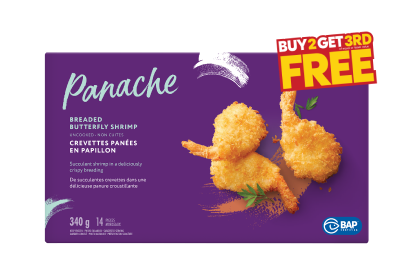 Box of Panache breaded butterfly shrimp