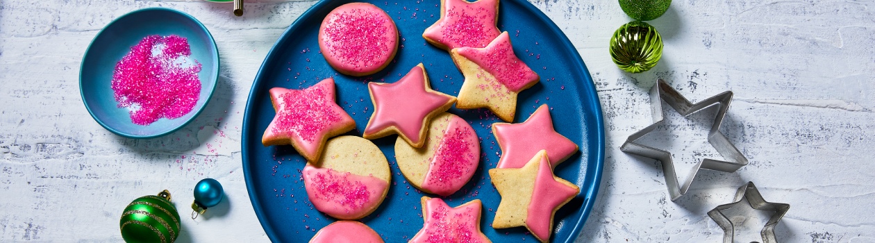 Pomegranate glazed ornament cookies