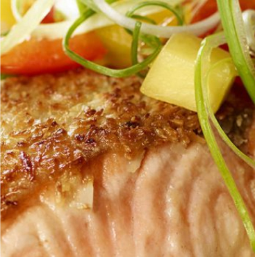 Coconut-Crusted Salmon with Tropical Salad