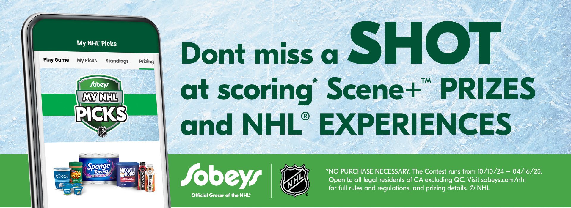 Dont miss a shot at scoring Scene+ TM prizes and NHL(R) experiences